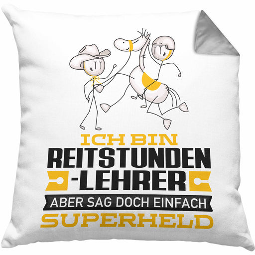 Reitstundenlehrer Geschenk Kissen mit Füllung 40x40 Ich Bin Reitstundenlehrer Aber Sag Doch Einfach Superheld Lustige Geschenkdiee für Reitstundenlehrer (Grau) Grau Trendation