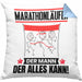 Marathonläufer Kissen mit Füllung 40x40 Geschenk für Marathonläufer Der Mann Der Alles Kann Geschenkidee zum Geburtstag (Grau) Blau Trendation