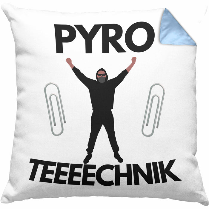 Pyrotechnik Kissen mit Füllung 40x40 Geschenk Pyrotechnik Ist Doch Kein Verbrechen Meme (Grau) Blau Trendation
