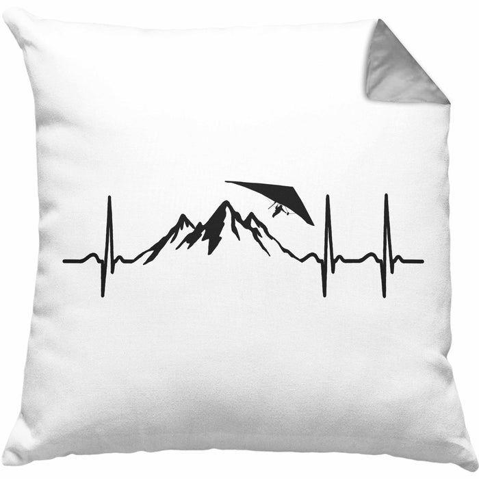 Geschenk für Drachenflieger Kissen mit Füllung 40x40 Herzschlag Hängegleiter Motiv (Grau) Grau Trendation