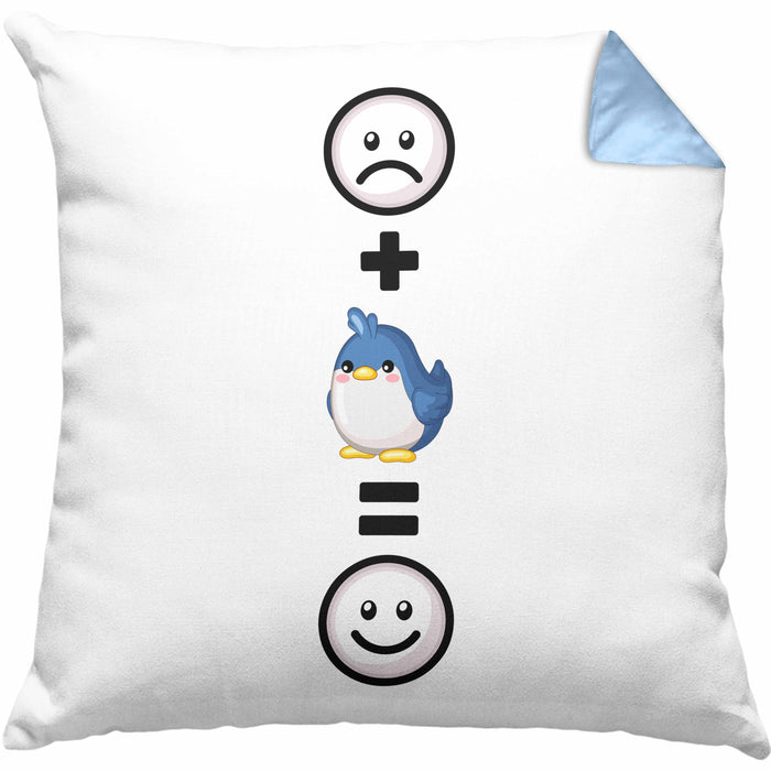 Vogel Kissen mit Füllung 40x40 Geschenk für Vogel Liebhaber :( + Vogel = :) Lustige Geschenkidee Geburtstag (Grau) Blau Trendation