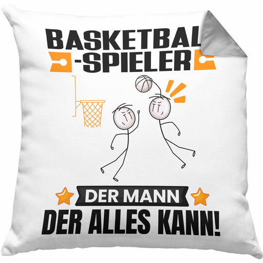 Basketballspieler Kissen mit Füllung 40x40 Geschenk für Basketballspieler Der Mann Der Alles Kann Geschenkidee zum Geburtstag (Grau) Grau Trendation