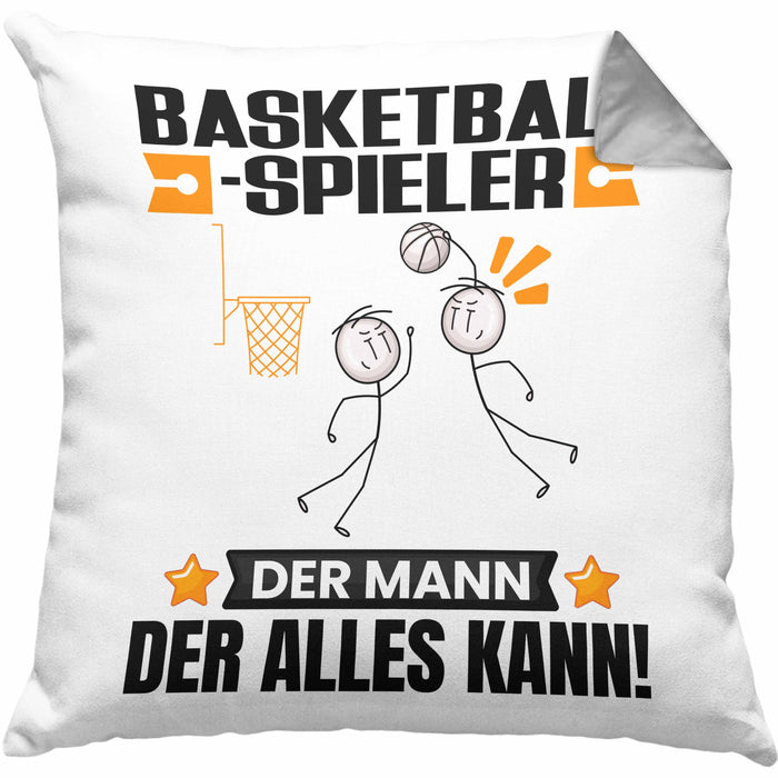 Basketballspieler Kissen mit Füllung 40x40 Geschenk für Basketballspieler Der Mann Der Alles Kann Geschenkidee zum Geburtstag (Grau) Grau Trendation