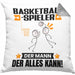 Basketballspieler Kissen mit Füllung 40x40 Geschenk für Basketballspieler Der Mann Der Alles Kann Geschenkidee zum Geburtstag (Grau) Grau Trendation