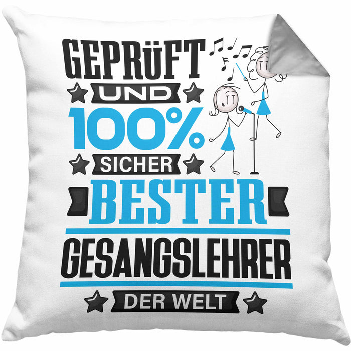 Gesangslehrer Geschenk Lustiger Spruch für Gesangslehrer Geschenkidee Bester Gesangslehrer Der WeltKissen mit Füllung 40x40 (Grau) Grau Trendation