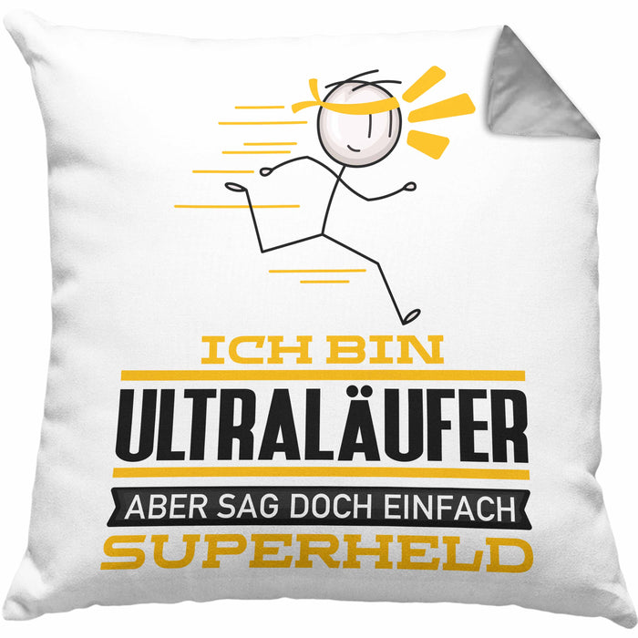 Ultraläufer Geschenk Kissen mit Füllung 40x40 Ich Bin Ultraläufer Aber Sag Doch Einfach Superheld Lustige Geschenkdiee für Ultraläufer (Grau) Grau Trendation