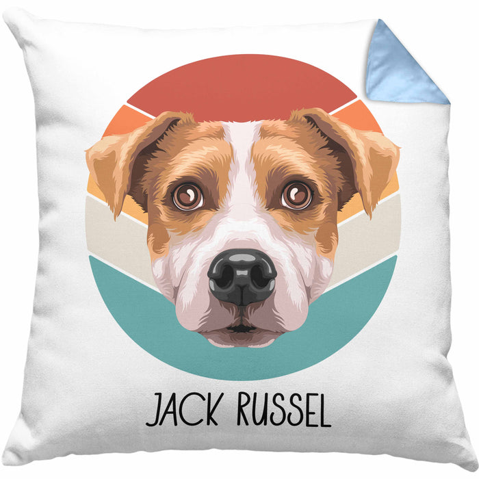 Jack Russel Besitzer Kissen mit Füllung 40x40 Geschenk Lustiger Spruch Geschenkidee Jack Russel Mama Papa (Grau) Blau Trendation