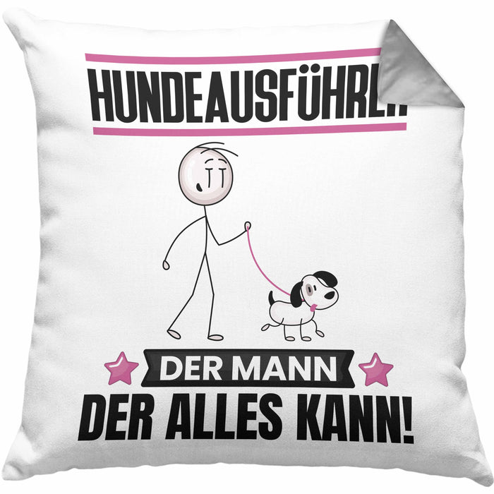Hundeausführer Kissen mit Füllung 40x40 Geschenk für Hundeausführer Der Mann Der Alles Kann Geschenkidee zum Geburtstag (Grau) Grau Trendation