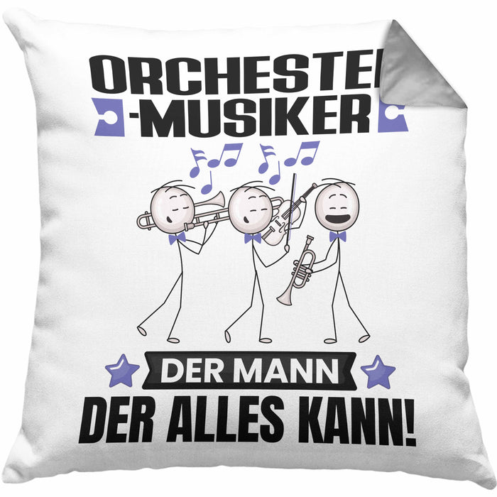 Orchestermusiker Kissen mit Füllung 40x40 Geschenk für Orchestermusiker Der Mann Der Alles Kann Geschenkidee zum Geburtstag (Grau) Grau Trendation