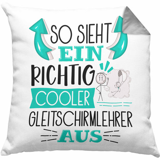So Sieht Ein Richtig Cooler Gleitschirmlehrer Aus Kissen mit Füllung 40x40 Geschenk für Gleitschirmlehrer Geburtstag Geschenkdiee (Grau) Grau Trendation