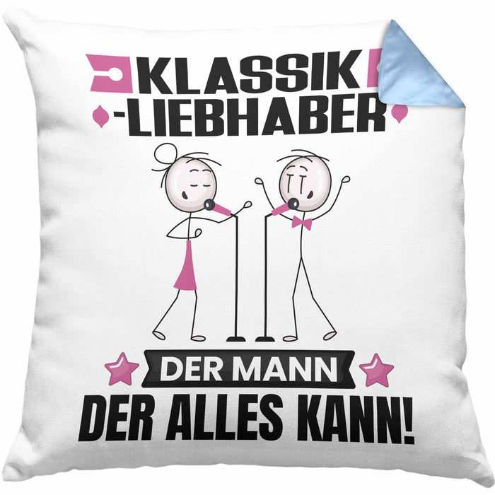 Klassikliebhaber Kissen mit Füllung 40x40 Geschenk für Klassikliebhaber Der Mann Der Alles Kann Geschenkidee zum Geburtstag (Grau) Blau Trendation