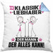 Klassikliebhaber Kissen mit Füllung 40x40 Geschenk für Klassikliebhaber Der Mann Der Alles Kann Geschenkidee zum Geburtstag (Grau) Blau Trendation