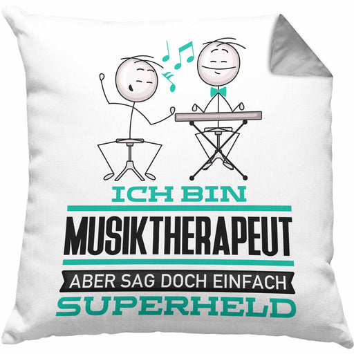 Musiktherapeut Geschenk Kissen mit Füllung 40x40 Ich Bin Musiktherapeut Aber Sag Doch Einfach Superheld Lustige Geschenkdiee für Musiktherapeut (Grau) Grau Trendation