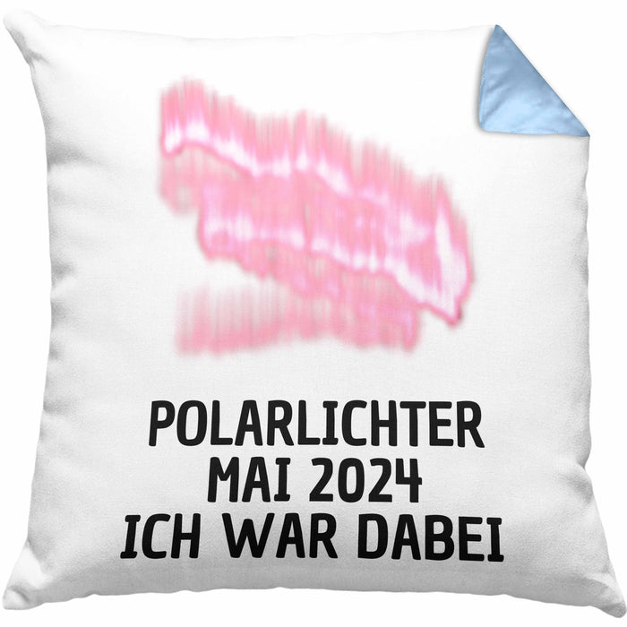 Polarlichter 2024 Kissen mit Füllung 40x40 Geschenk Ich War Dabei Polar-Lichter Polarlicht Heute Nochmal Polarlichter Kaffee-Kissen mit Füllung 40x40 (Grau) Blau Trendation