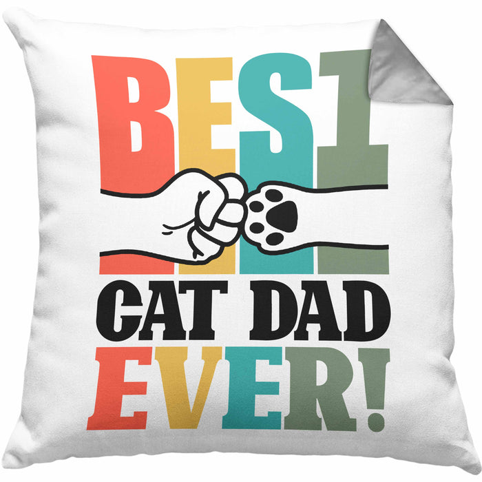 Geschenk für besten Katzenvater: "Best Cat Dad Ever" Kissen mit Füllung 40x40 Vatertag (Grau) Grau Trendation