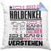 Halbenkel Geschenk Kaffee-Kissen mit Füllung 40x40 Geschenkidee für Halbenkel Ich Bin Halbenkel Ich Kann Es Dir Erklären Jedoch Nicht Für Dich Verstehen Spruch Lustig (Grau) Blau Trendation