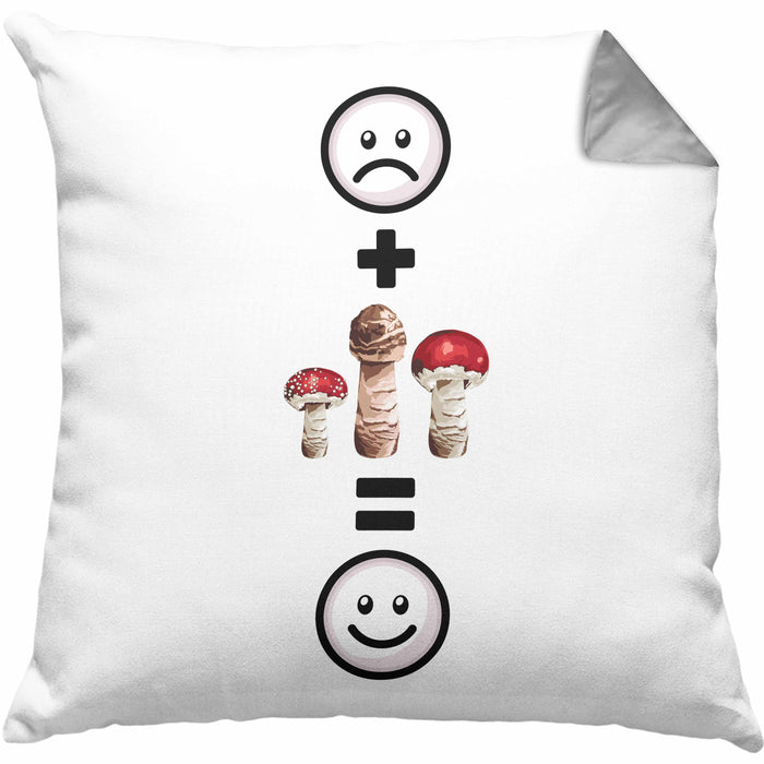 Pilze Sammlen Kissen mit Füllung 40x40 Geschenk für Pilzsammler :( + Pilze = :) Lustige Geschenkidee Geburtstag (Grau) Grau Trendation