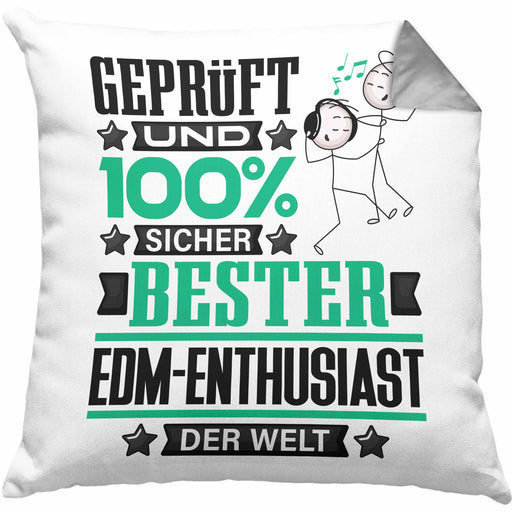EDM-Enthusiast Geschenk Lustiger Spruch für EDM-Enthusiast Geschenkidee Bester EDM-Enthusiast Der WeltKissen mit Füllung 40x40 (Grau) Grau Trendation