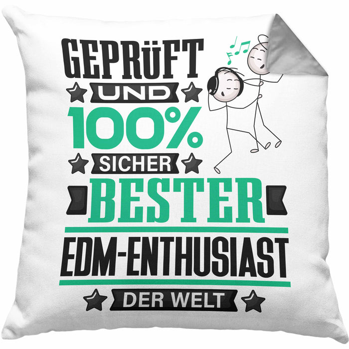 EDM-Enthusiast Geschenk Lustiger Spruch für EDM-Enthusiast Geschenkidee Bester EDM-Enthusiast Der WeltKissen mit Füllung 40x40 (Grau) Grau Trendation