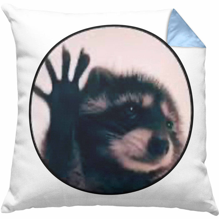 Waschbär Meme Kissen mit Füllung 40x40 Geschenk Lustiger Waschbär (Grau) Blau Trendation