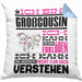 Großcousin Geschenk Kaffee-Kissen mit Füllung 40x40 Geschenkidee für Großcousin Ich Bin Großcousin Ich Kann Es Dir Erklären Jedoch Nicht Für Dich Verstehen Spruch Lustig (Grau) Blau Trendation