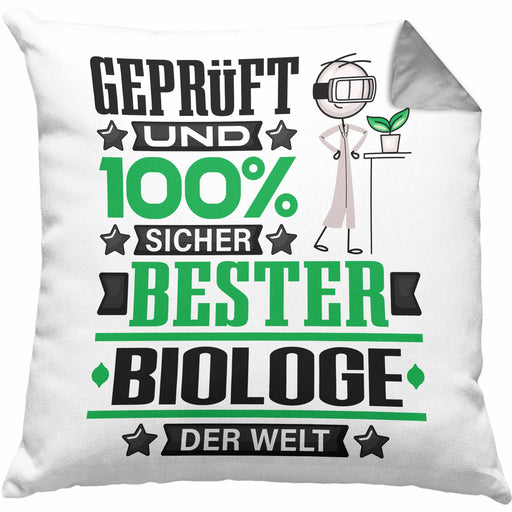 Biologe Geschenk Lustiger Spruch für Biologe Geschenkidee Bester Biologe Der WeltKissen mit Füllung 40x40 (Grau) Grau Trendation