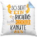Kanute Kissen mit Füllung 40x40 Geschenk So Sieht Ein Richtig Cooler Kanute Aus Geschenkidee Spruch Lustig (Grau) Blau Trendation