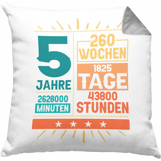 5. Geburtstag Kissen mit Füllung 40x40 Geschenk 5Er Geburtstag Geschenkidee Jungs Mädchen (Grau) Grau Trendation