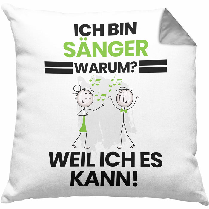 Sänger Geschenk Kissen mit Füllung 40x40 Lustiger Spruch Ich Bin Sänger Warum Weil Ich Es Kann Geschenkidee Bester Sänger Geburtstag (Grau) Grau Trendation