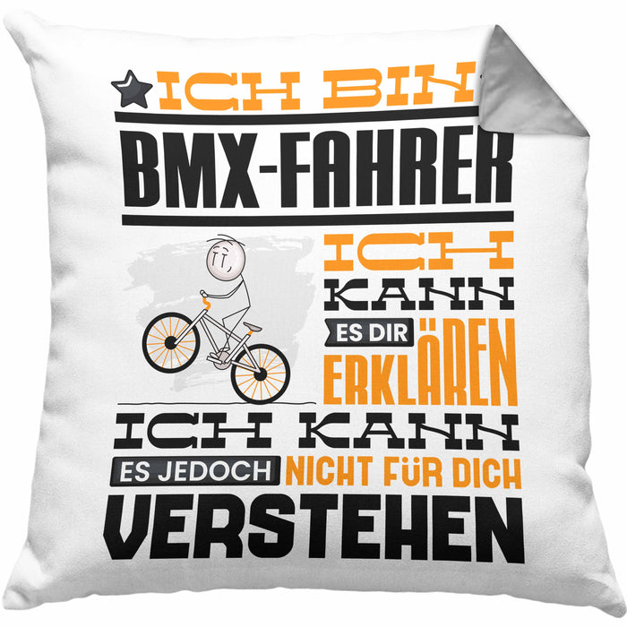 BMX-Fahrer Geschenk Kaffee-Kissen mit Füllung 40x40 Geschenkidee für BMX-Fahrer Ich Bin BMX-Fahrer Ich Kann Es Dir Erklären Jedoch Nicht Für Dich Verstehen Spruch Lustig (Grau) Grau Trendation