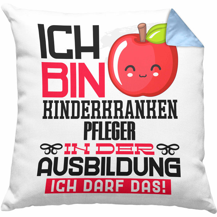 Kinderkrankenpfleger Ausbildung Kissen mit Füllung 40x40 Geschenk Ich Bin Kinderkrankenpfleger In Der Ausbildung Ich Darf Das Geschenkidee Spruch (Grau) Blau Trendation