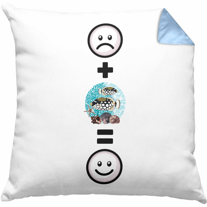 Fisch Kissen mit Füllung 40x40 Geschenk für Aquaristen Aquarium :( + Fische = :) Lustige Geschenkidee Geburtstag (Grau) Blau Trendation