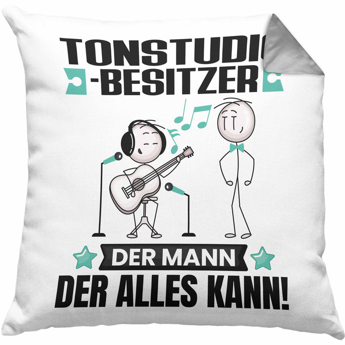 Tonstudio-Besitzer Kissen mit Füllung 40x40 Geschenk für Tonstudio-Besitzer Der Mann Der Alles Kann Geschenkidee zum Geburtstag (Grau) Grau Trendation