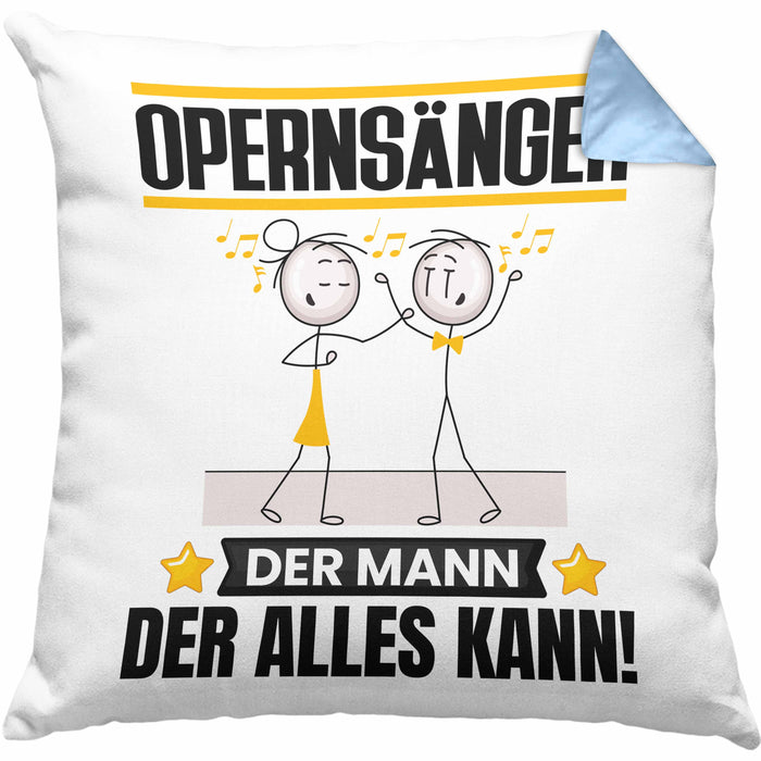 Opernsänger Kissen mit Füllung 40x40 Geschenk für Opernsänger Der Mann Der Alles Kann Geschenkidee zum Geburtstag (Grau) Blau Trendation