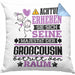 Großcousin Geschenk Kissen mit Füllung 40x40 Lustiger Spruch Erheben Sie Sich Der Großcousin Betritt den Raum (Grau) Blau Trendation