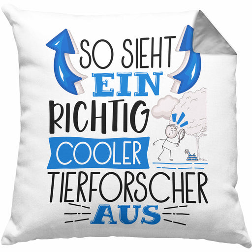 Tierforscher Kissen mit Füllung 40x40 So Sieht Ein Richtig Cooler Tierforscher Aus Geschenk Lustiger Spruch Geschenkidee (Grau) Grau Trendation