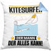 Kitesurfer Kissen mit Füllung 40x40 Geschenk für Kitesurfer Der Mann Der Alles Kann Geschenkidee zum Geburtstag (Grau) Blau Trendation