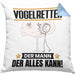 Vogelretter Kissen mit Füllung 40x40 Geschenk für Vogelretter Der Mann Der Alles Kann Geschenkidee zum Geburtstag (Grau) Blau Trendation