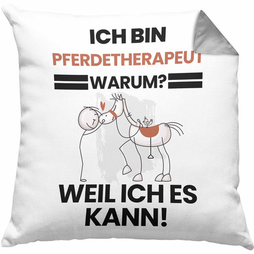 Pferdetherapeut Geschenk Kissen mit Füllung 40x40 Lustiger Spruch Ich Bin Pferdetherapeut Warum Weil Ich Es Kann Geschenkidee Bester Pferdetherapeut Geburtstag (Grau) Grau Trendation
