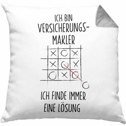 Versicherungsmakler Kissen mit Füllung 40x40 Geschenk Lustiger Spruch Ich Finde Immer Eine Lösung Kaffee (Grau) Grau Trendation