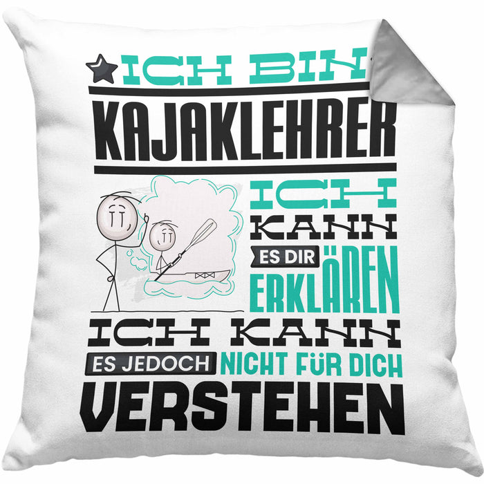 Kajaklehrer Geschenk Kaffee-Kissen mit Füllung 40x40 Geschenkidee für Kajaklehrer Ich Bin Kajaklehrer Ich Kann Es Dir Erklären Jedoch Nicht Für Dich Verstehen Spruch Lustig (Grau) Grau Trendation