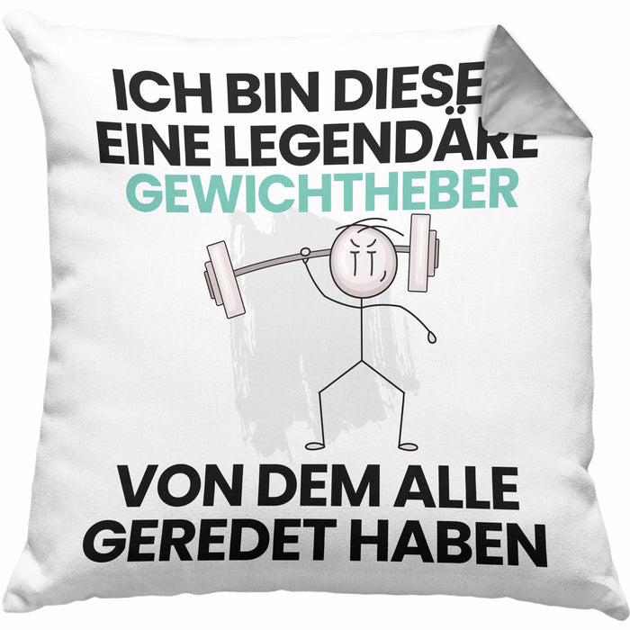 Gewichtheber Geschenk Kissen mit Füllung 40x40 Lustige Geschenkidee Geburtstag für Gewichtheber Ich Bin Dieser Legendäre Gewichtheber Von Dem Alle Geredet Haben (Grau) Grau Trendation