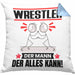 Wrestler Kissen mit Füllung 40x40 Geschenk für Wrestler Der Mann Der Alles Kann Geschenkidee zum Geburtstag (Grau) Blau Trendation