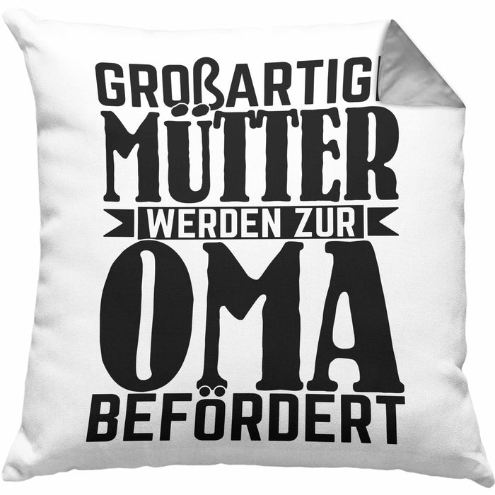 Oma Geschenk Kissen mit Füllung 40x40 Beste Oma Geschenkidee Geburtstag Muttertag Großartige Mütter Werden Zur Oma Befördert (Grau) Grau Trendation