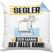 Segler Kissen mit Füllung 40x40 Geschenk für Segler Der Mann Der Alles Kann Geschenkidee zum Geburtstag (Grau) Blau Trendation