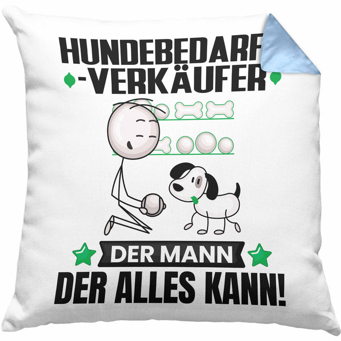 Hundebedarfsverkäufer Kissen mit Füllung 40x40 Geschenk für Hundebedarfsverkäufer Der Mann Der Alles Kann Geschenkidee zum Geburtstag (Grau) Blau Trendation