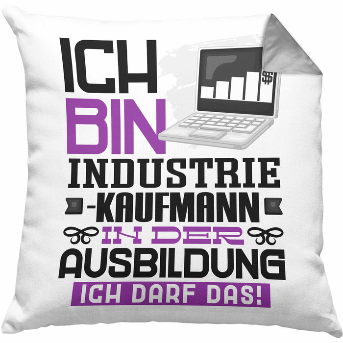 Industriekaufmann Ausbildung Kissen mit Füllung 40x40 Geschenk Ich Bin Industriekaufmann In Der Ausbildung Ich Darf Das Geschenkidee Spruch (Grau) Grau Trendation
