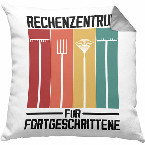 Rechenzentrum für Forgeschrittene Kissen mit Füllung 40x40 Gschenk Gärtner, Hobbygärtner Geschenkidee Lustiger Spruch Häferl (Grau) Grau Trendation