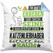 Katzenliebhaber Geschenk Kissen mit Füllung 40x40 Lustiger Spruch Erheben Sie Sich Der Katzenliebhaber Betritt den Raum (Grau) Blau Trendation