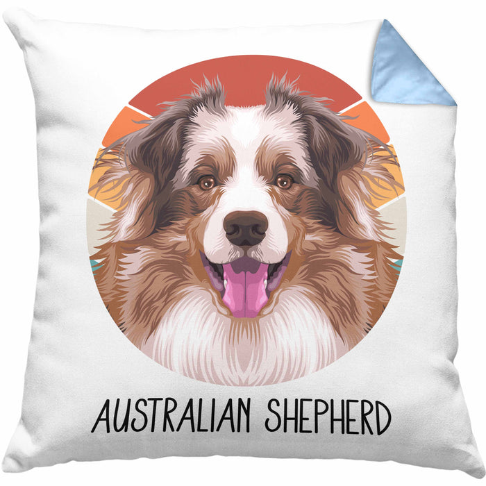 Australian Shepherd Besitzer Kissen mit Füllung 40x40 Geschenk Lustiger Spruch Geschenkidee Australian Shepherd Mama Papa (Grau) Blau Trendation